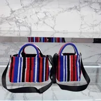 2023 designer p Evening Bags New shopping bag Stripe large capacity portable canvas plush casual messenger Fashion shoulder