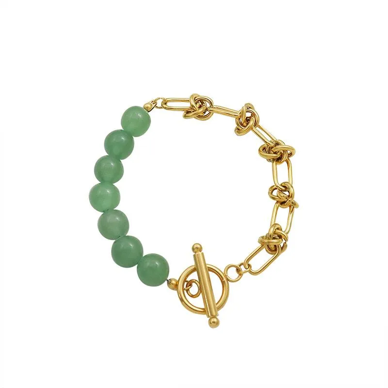 Bracelets de link Cadeia de pulseiras naturais de aço inoxidável com encantos de gabaritos de gabinetes para acessórios femininos Luxury 2023link