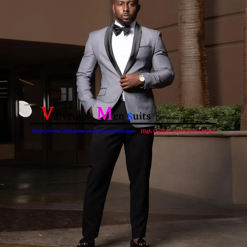 Mens suit black pants hotsell grey jacket