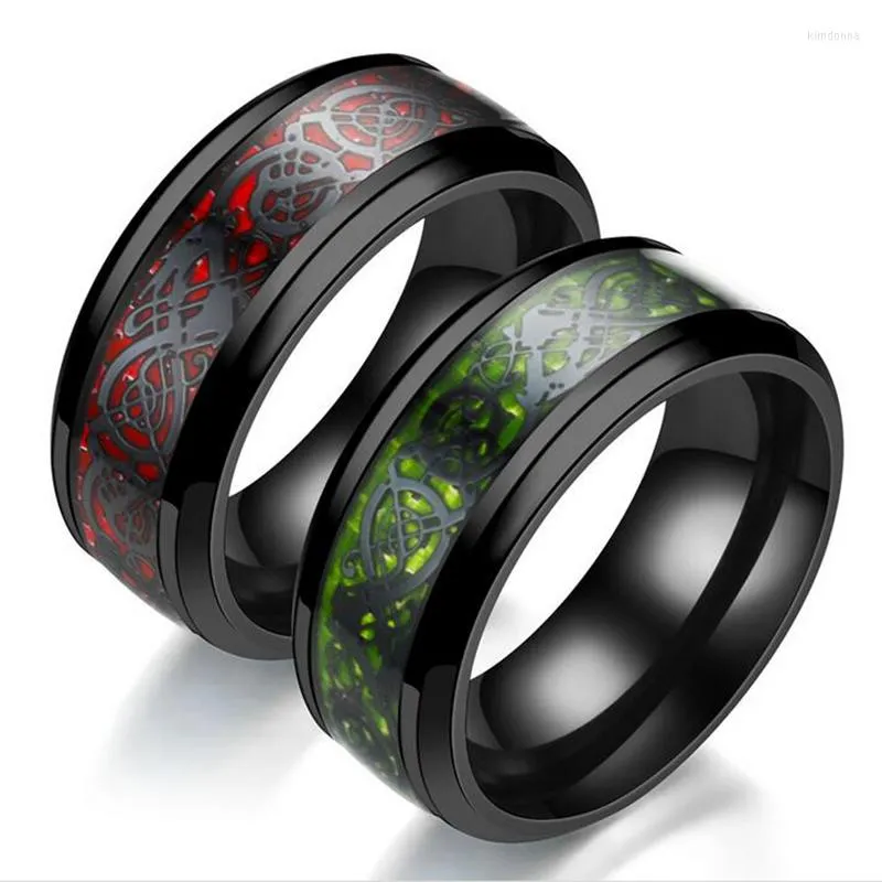 Wedding Rings herenring rood groen zwart koolstof vezel draak roestvrij staal voor mannen vrouwen verlovingsband Jewlry Ringen