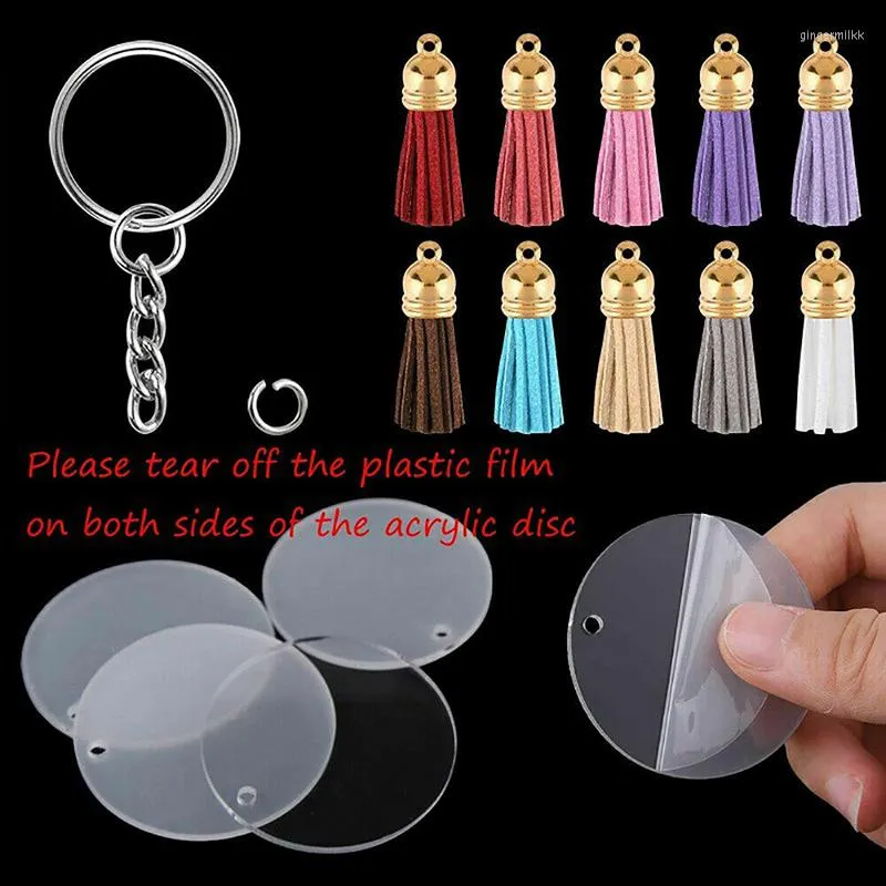 Keychains 230pcs Keychain Definir a chave do anel de cor com borlas de lasca dourada pregos de garra clara do coração da forma do coração para fazer jóias diy