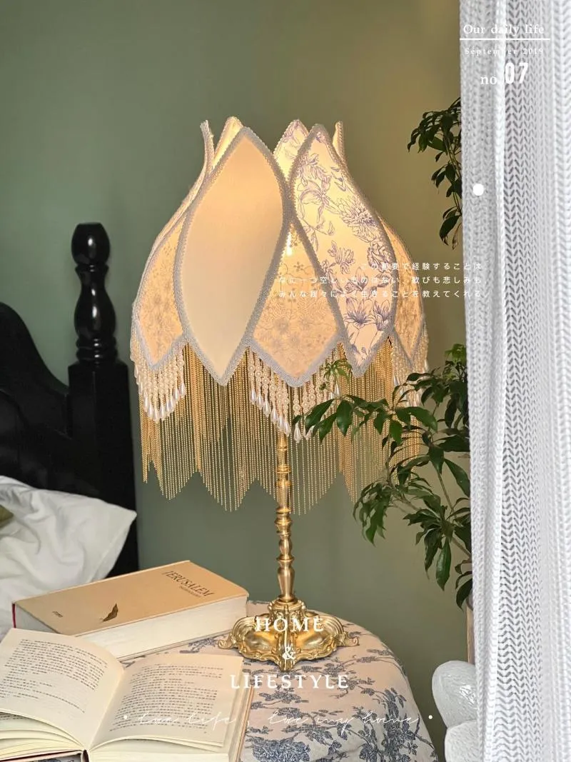 Настольные лампы Классическая серия лампа-Ручная французская ретро-кисточка "Celadon Flower Shadow"