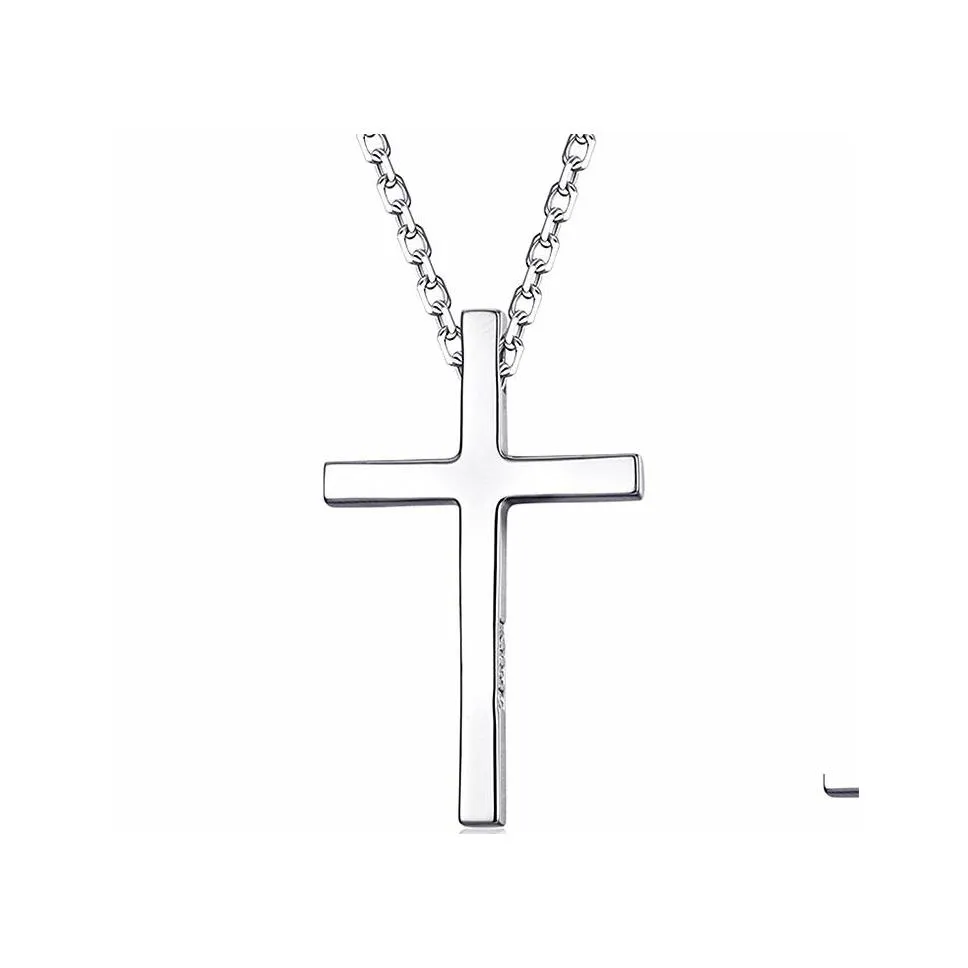 Pendant Necklaces Glossy Cross Necklace Simple Fashion Creative Exquisite Gift Hip Hop Chain Cool Jewelry Couple Drop Delivery Pendan Dhjz4