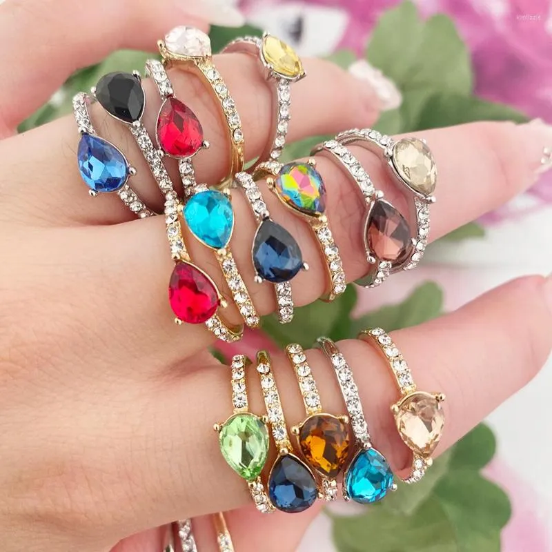 Anneaux de mariage Neefuwofu multico cristal ouvert Ring Femme Sweet Romance Summer Ins Y2k Candy Candy Email Bijoux de mode colorée