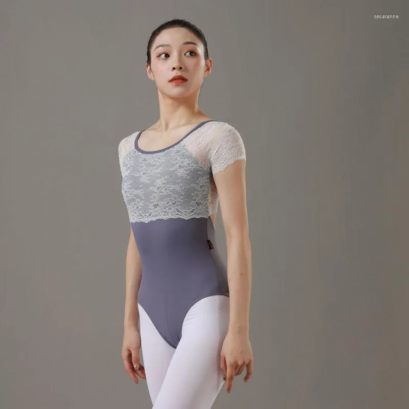 Stage di Usura 2023 Body di Balletto per Le Donne Rappezzatura Del Merletto Costume di Ballo Ballerina Dancewear Body Tuta Ginnastica per Adulti