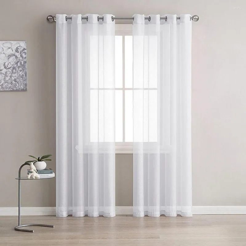 Curtain Plain Sheer Home Decor 2 Panels Size 137cm Window Net Voile Curtains Textile