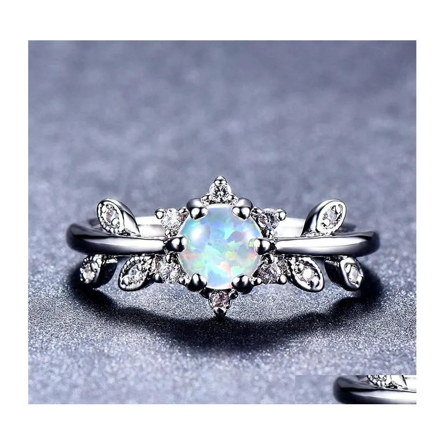 حلقات الكتلة 5 PCS الكثير من الأم هدية FL Blue Fire Opal Gems 925 Sterling Sier for Women Ring