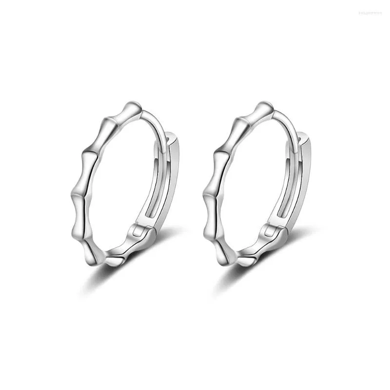 Hoop Earrings Authentic 925 Sterling Silver Bamboo For Women Men Fashion Hypoallergenic Jewelry SCE988