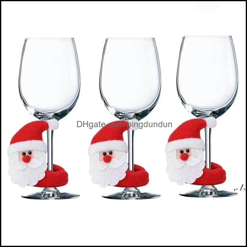 Décorations de Noël Décoration de verre à vin Bonne année Père Noël Bonhomme de neige Moose Party Bar Table Pad11179 Drop Livraison Accueil Gar OT75X