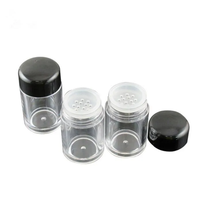 Bouteilles d'emballage 10 ml Pot de récipient de poudre en vrac Récipient en plastique transparent Poudre cosmétique Boîte de fard à paupières Bouteilles avec tamis et couvercles