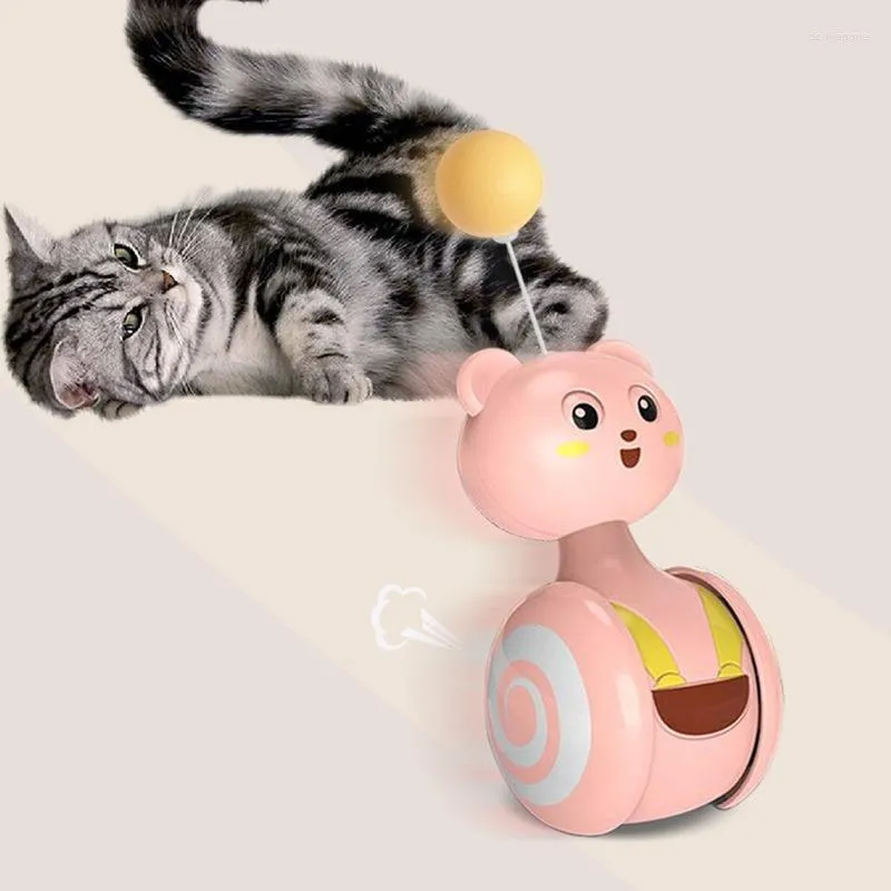 Toys de gato brinquedo de brinquedo Tumbler interativo gatinho self hi suprimentos de animais de estimação têm um pouco amarelo frango engraçado provocação gatos bola bate -papo