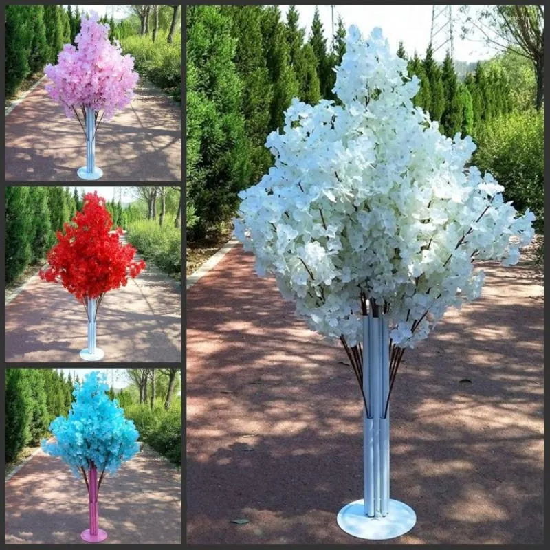 Decorative Flowers Arrival Cherry Blossoms Tree Road Leads Wedding Runner Aisle Column Shopping Malls Opened Door Decoration Stands