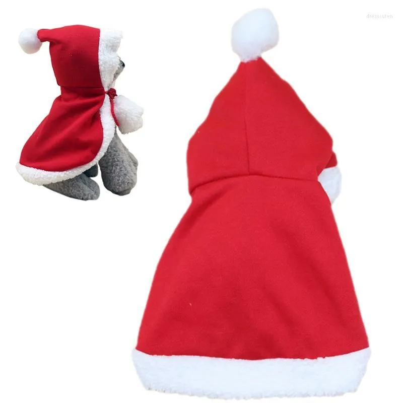 Dog Apparel 2023 Pet Cat Clothes Warm Christmas Puppy Santa Red Cloak Cute Kitten Cats Costume Home Decor