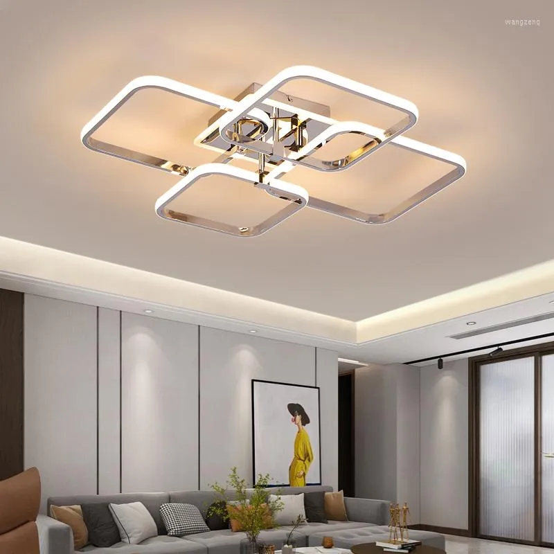 Lustres modernes anneau carré LED Lustre intérieur salon décor lustre lampes pour salle à manger cuisine chambre luminaire à la maison