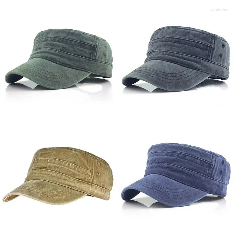 Ball Caps Katoen Hoed Voor Dames Heren Verstelbare Platte Pet Unisex Effen Honkbal Klassiek Effen Vintage Reizen Sport Militair Kadet