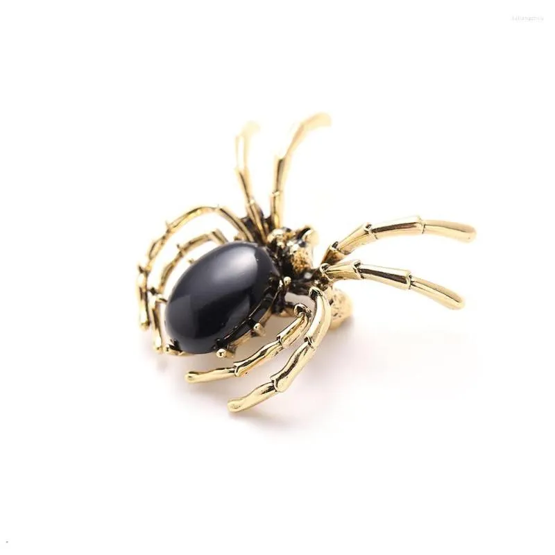 Broches Spider Black Gem Broche Mujeres Bling Insect Pin Jewelry Wedding Party Gift