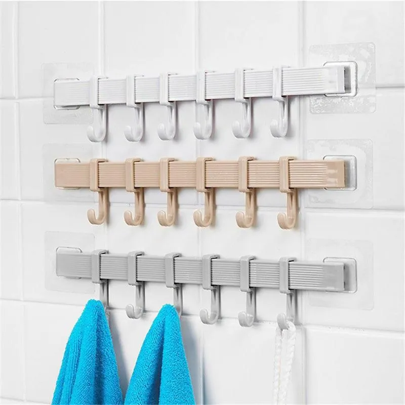 Hooks Rails 6 op de wandhanddoek Rek Punch Gratis ZUCHTBUW Deur Hanger Key Holder Hoed voor keukenbadkamer