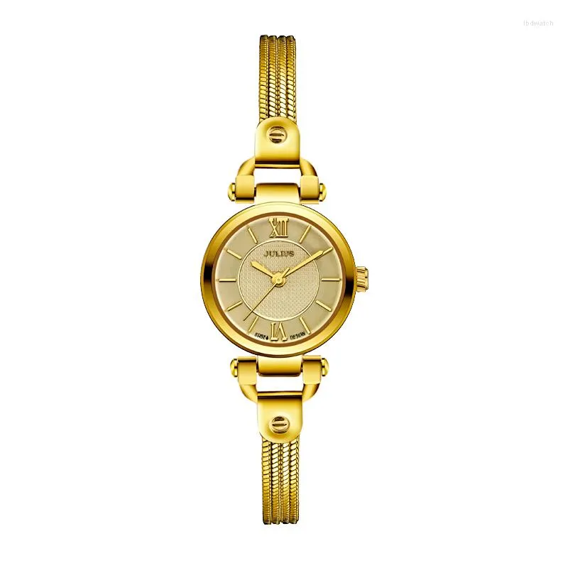 Wristwatches Julius Women Watches Designers Brass Bracelet Copper Case Ladies Rose Gold Famous Watch Style Vintage Clock JA-842