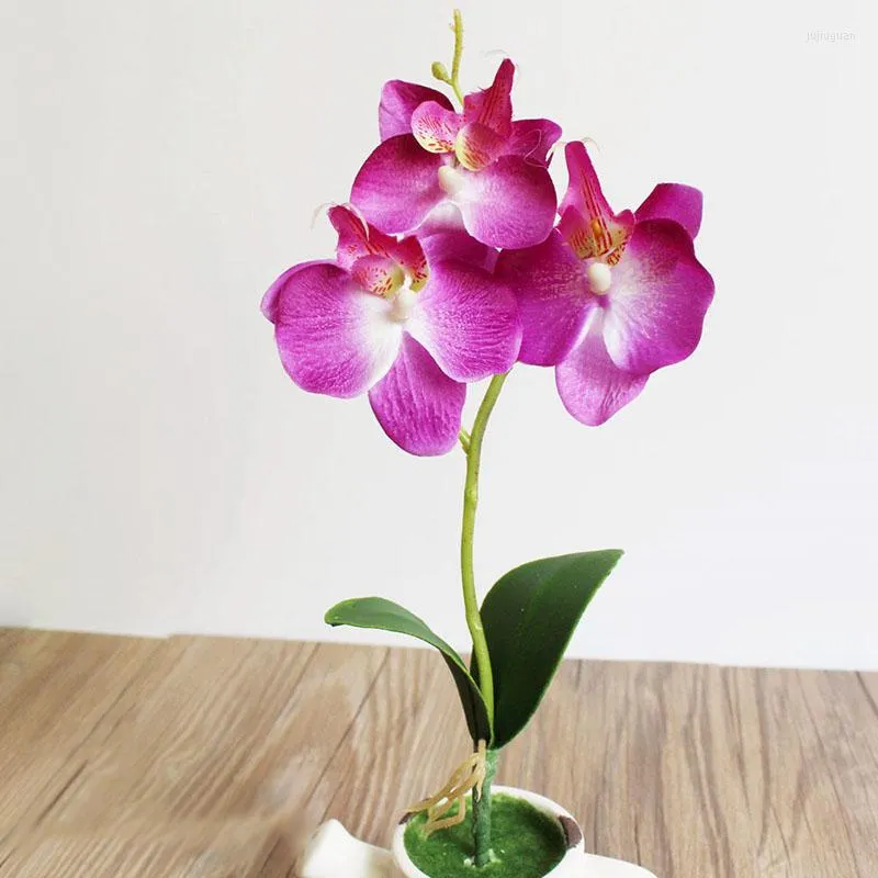 Fiori decorativi 3 teste orchidee artificiale fai -da -te farfalla di seta bouquet falaenopsis decorazione per la casa