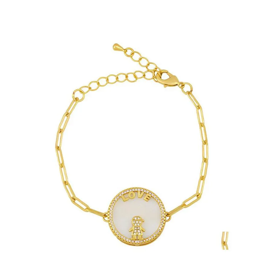 Charm-Armbänder Charming Frauen Armband Gelbgold vergoldet Cz Liebe Junge und Mädchen für Mädchen Schönes Geschenk Freund 3730 Q2 Drop Lieferung Jewe Dhwvv