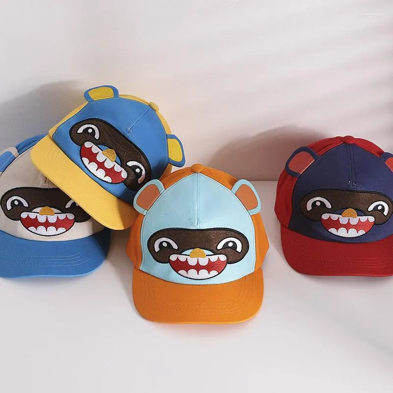 Bollmössor Trend Children Baseball Spring Autumn Hip Hop Sun Visor Hat For Boys Girls Baby Cartoon Panda With Big Mouth Kids Bonnet
