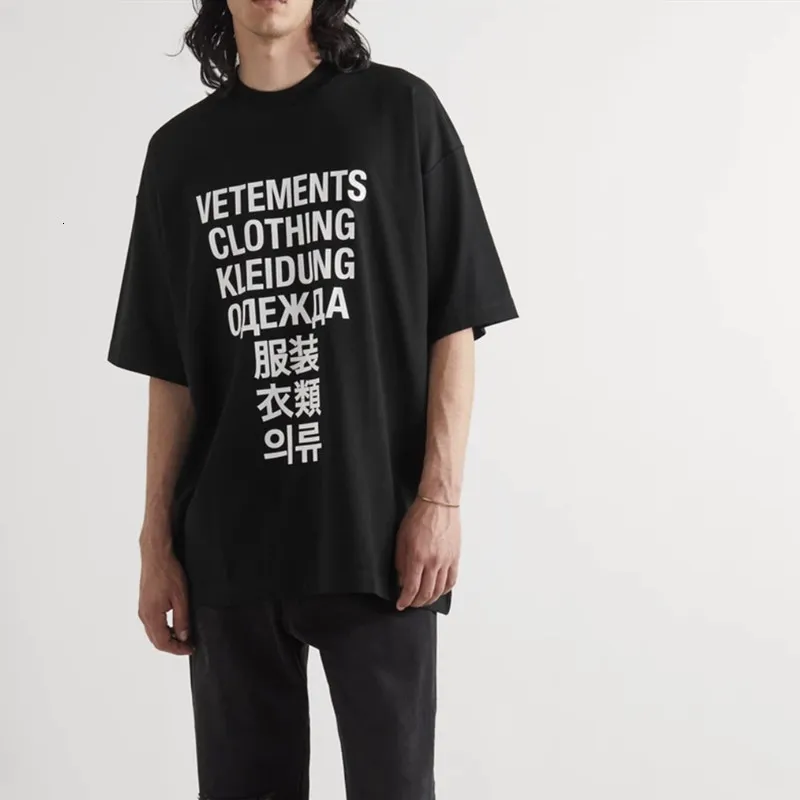 Męskie T-shirty dobrej jakości Vetements Modne Koszulki Mężczyźni 1 siedem języków Vintage Kobiety T Shirt Oversited Tee Mens Ubranie 230131