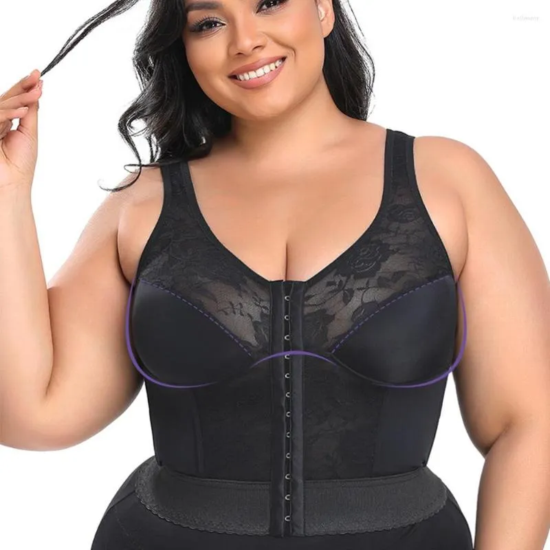 Femmes Shapers Femmes Avant Ouvert Posture Correcteur Push Up Soutien-Gorge Taille Serrer Abdomen Corps Shaper Femme Sexy Dentelle Grande Tasse Bras Shapewear