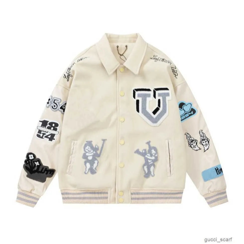 Gele Varsity Baseball Jas Heren Kleding Dames Designer Bomberjacks met leren mouwen Winter Harajuku Japans merk motorfiets heren