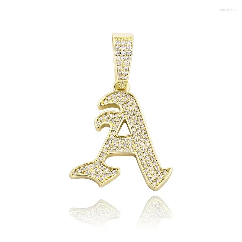 Anhänger Halsketten Benutzerdefinierte Hip Hop A-Z Kubische Zirkon Buchstaben Micro Pave Captial Cursive Initiale Für Frauen Iced Out Alphabet Buchstaben Halskette