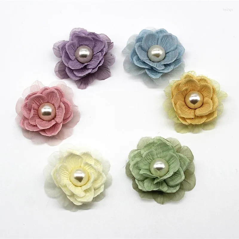 Dekorative Blumen 10pcs Chiffon Boutique Hair Accessoires Diy Blumen Kopfwege Modezubehör kein Clip für Stirnband