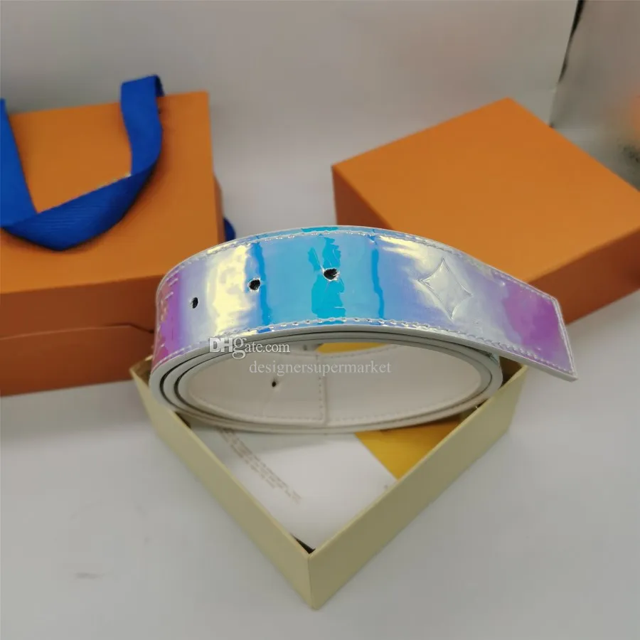 2023 Män Designerbälten Dam Midjeband Ceinture Bokstavsspänne Äkta Läder Klassiskt Genomskinligt Designers Bälte Högkvalitativt kohud Bredd 38 mm med låda