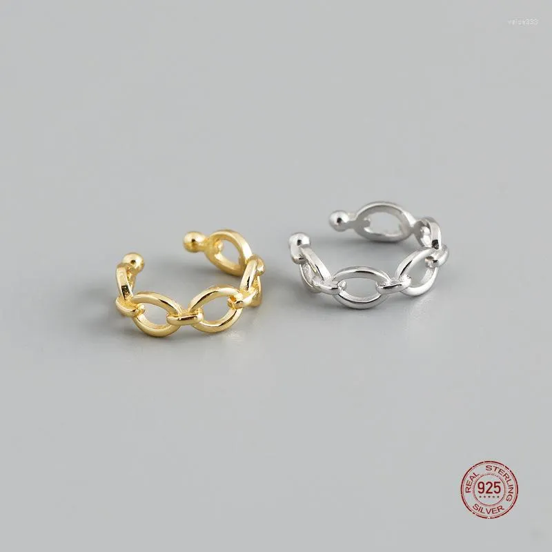 Dos Boucles D'oreilles LKO Réel 925 En Argent Sterling Une Pièce Clip D'oreille Pour Les Filles Conception Unique Punk Mode Bijoux Poignets Femme Cadeau De Fête