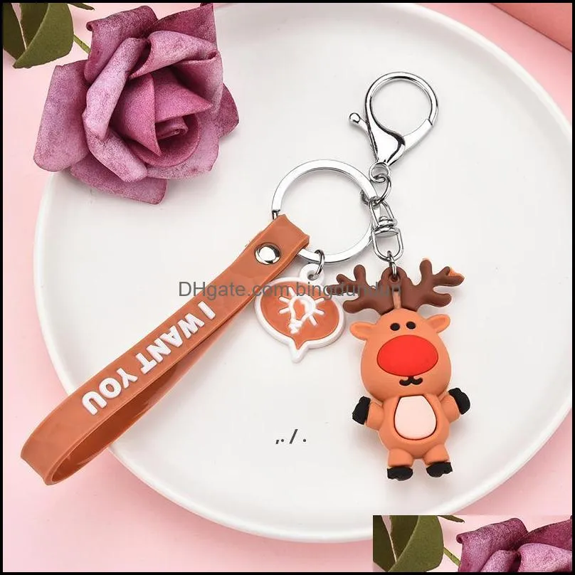 Party Favor New Keychain Keyring Christmas Snowman Reindeer House Jingle Bell Tree Wreath Stocking Snowflake Enamel Jewelry Gifts Pa Ot2Vm