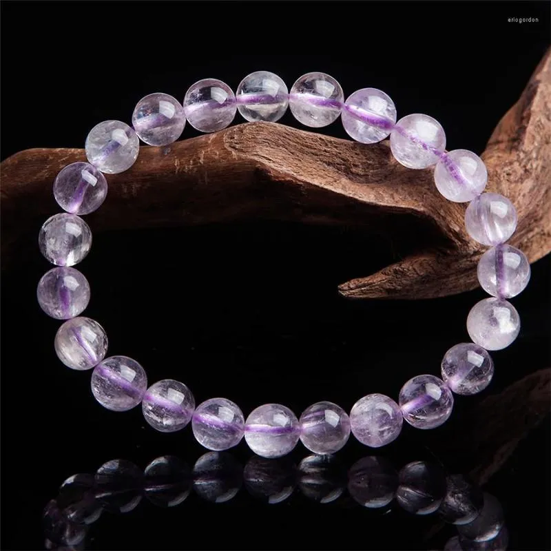 Strand 8 mm upuść kobiety oryginalne fioletowe kunzite kunzite Kamień naturalny okrągły koralik moda biżuteria urok kryształowy bransoletka femme