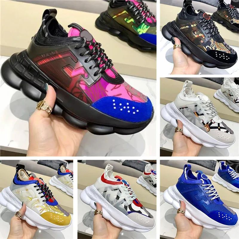 Chain Reaction Reflective Sneakers Casual Shoes Leather PVC Multi color Trainers for Men Women