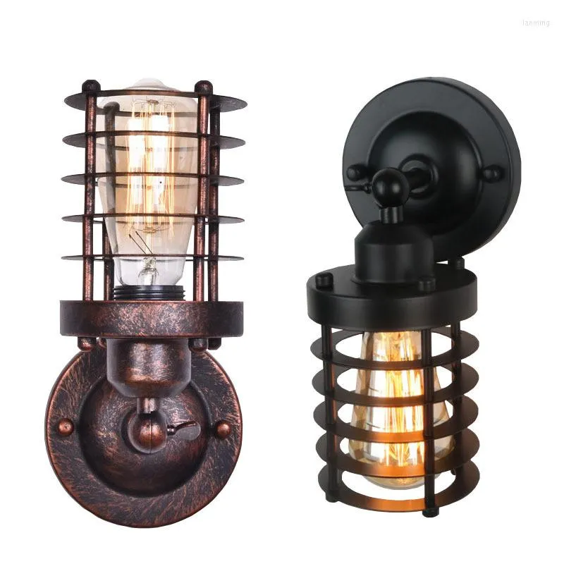 Wall Lamp American Simple Loft Light Country Industrial Retro Indoor For Bedroom Living Room Bar Aisle Wrought Iron Sconce