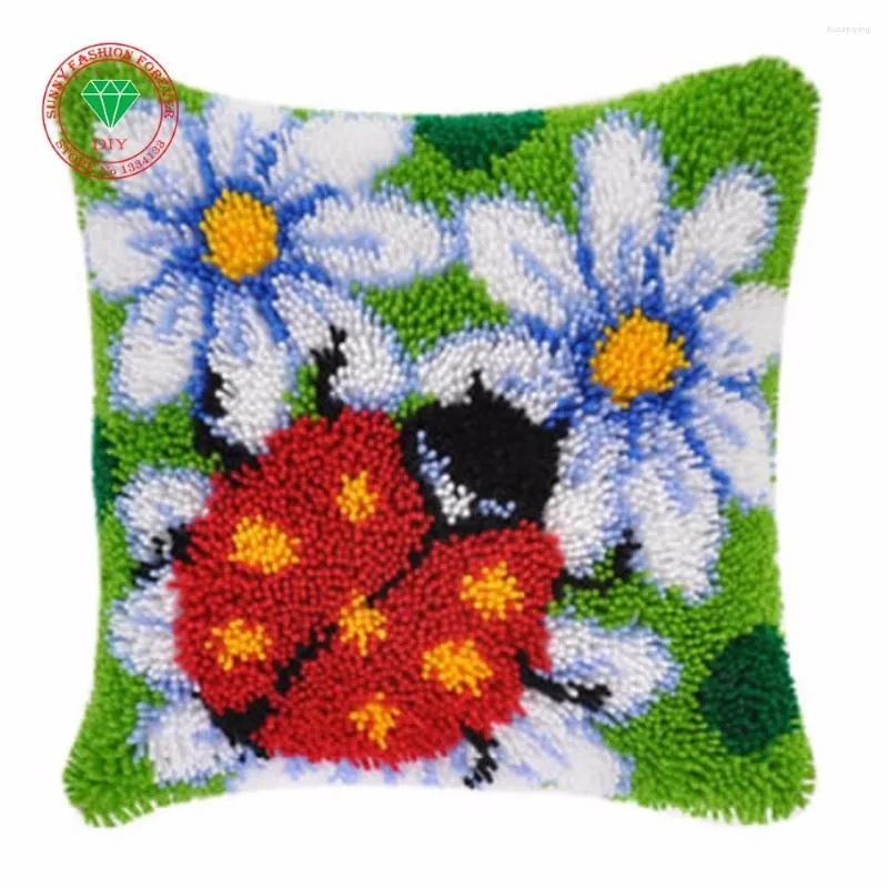 Oreiller passe-temps artisanat bricolage couture taie d'oreiller broderie fleur à la main tapis ensembles point fil fils