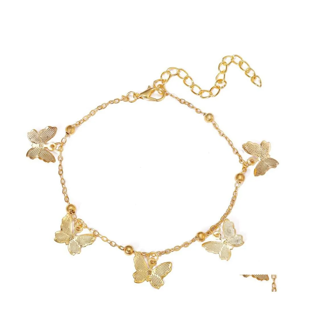 Caviere Temperamento a farfalla cavalfly Fashion Materine Gold Sier Beach Anklet per donne gioielli 45 E3 Delivery Delivery Dhv7i