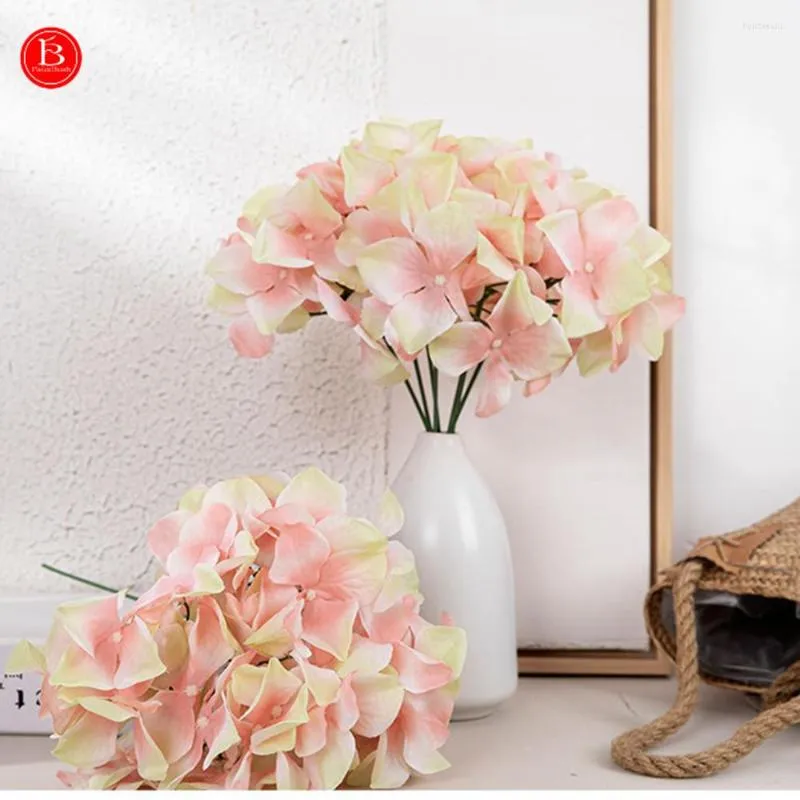 Decorative Flowers Artificial Hydrangea Silk Head For Wedding Centerpieces Bouquets DIY Floral Decor Home Table Decoration With Long Stems