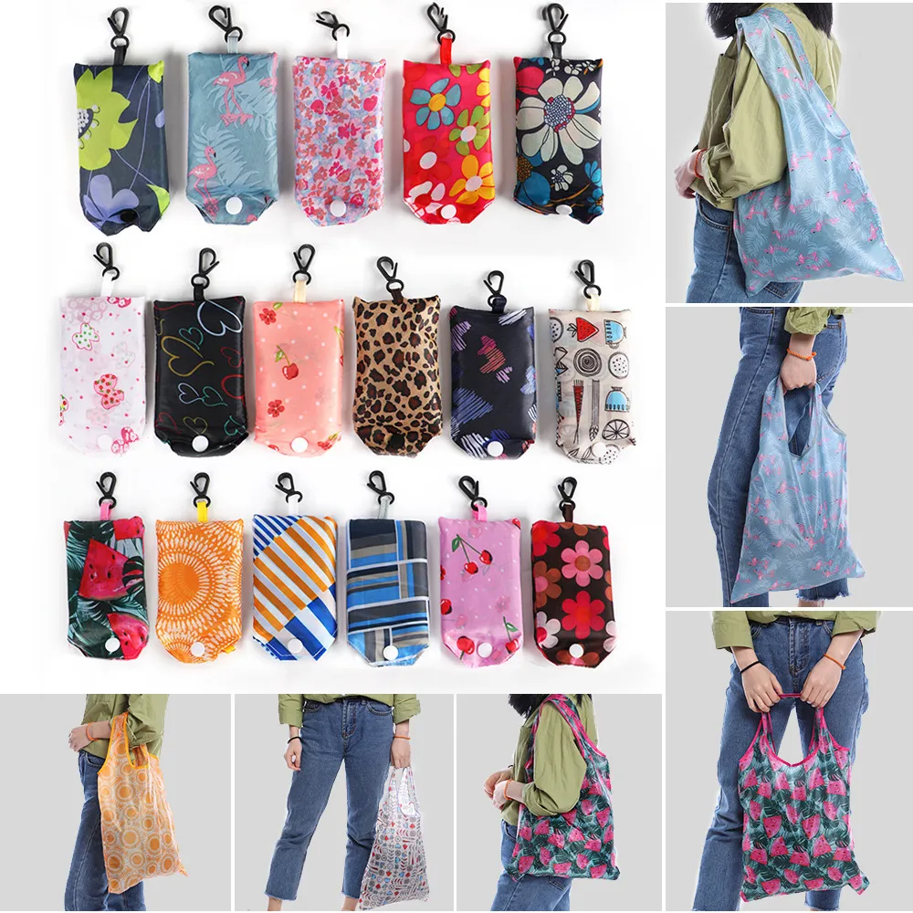 Foldable Shopping Bag Large Food Bag Reusable Eco Bags For Grocery Beach Toy Storage Bag Women's Stock Bags Shoulder Tote Pouch