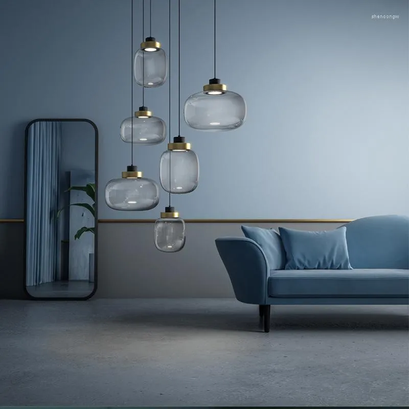Lampes suspendues Style moderne lustre en verre minimaliste décoration de la maison lampe pour chambre salle à manger suspension plafonnier