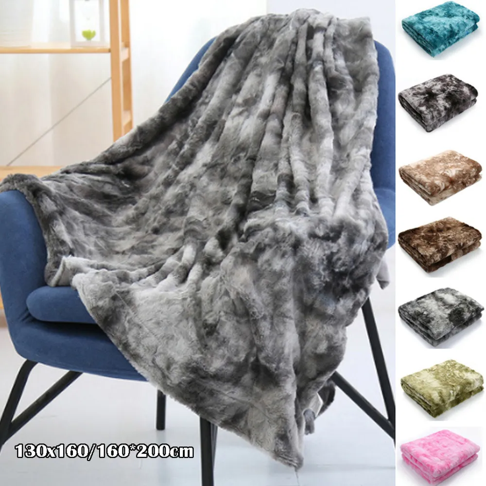 Comforters sets Super Soft Faux Fur Throw Blanket Light Weight Cozy Winter Warm Fluffy Plush Crystal Velvet for Sofa Bed 7 Colors 230801