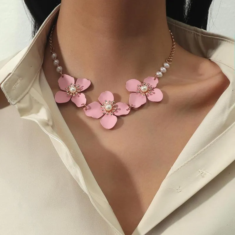 CHOKKER COREA PACCHIA PINK FLOWER CACKLACE Fahion Women Women Gioielli Collane Clavicle Pendants Charms Gioielli 1Z60CF1