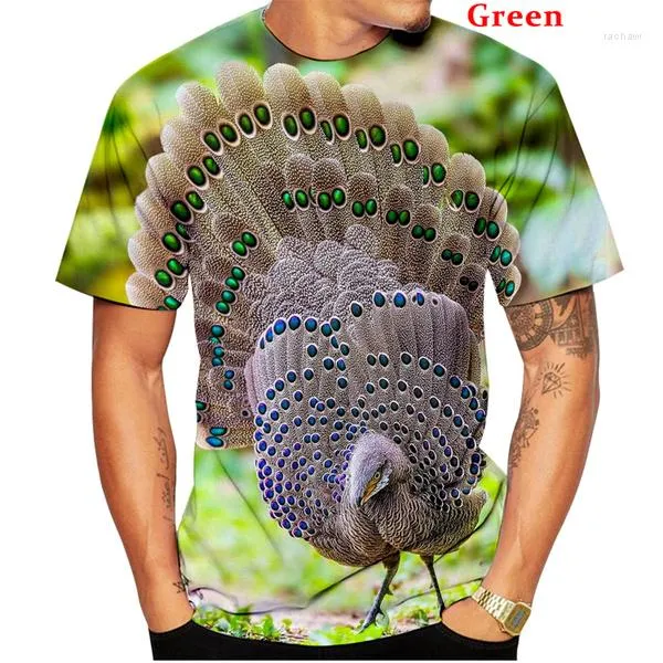 T-shirts pour hommes été hommes décontracté imprimé 3D paon oiseau chemise hommes/femmes hauts à manches courtes