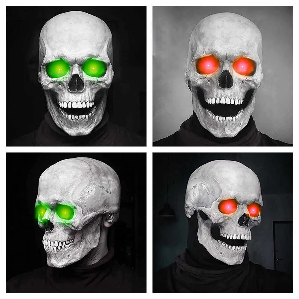 Party Masks Halloween Mask Skull Mask Horror Decoration Full Head Skull Mask/helmet Movable Jaw Latex Masque Gifts for Party Costume HKD230801