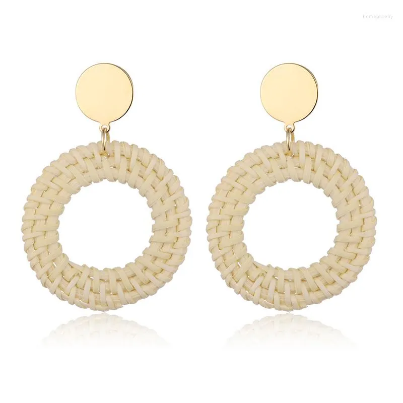 Dangle Earrings Round Disk Drop For Women Simple Designer Weaved Circle Earring Tassel Summer Jewelry Party Brincos