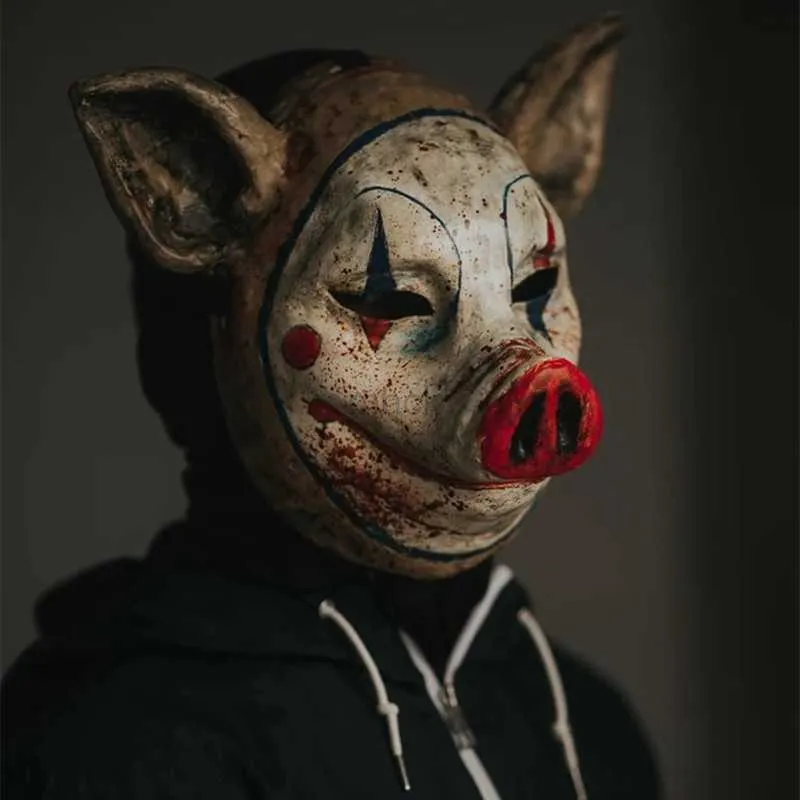 Masques de fête Nouvelle Arrivée Clown Cochon Latex Masque Drôle Animal Masques Horreur Halloween Casque Cosplay Costume Mascarade Props HKD230801