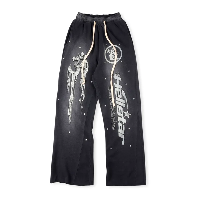 Ciężkie wykonane 23FW Winter USA Spodnie Spodnie Przypadkowe vintage umyte streetwearne flare dresspanty mężczyźni kobiety deskorolki Bell Bottoms Joggers 18 lipca