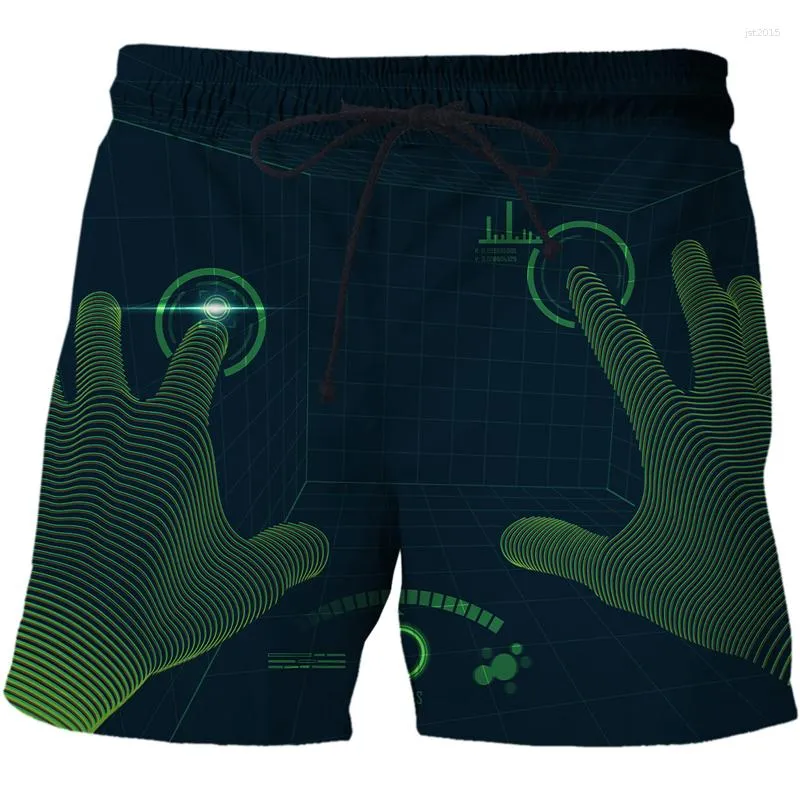 Herren-Shorts, AI-Technologie, Datenillustration, bedruckt, Strandhose, 3D-Druck, modisch, für Männer und Frauen, Liebhaber, Sport, Straße, Freizeitkleidung