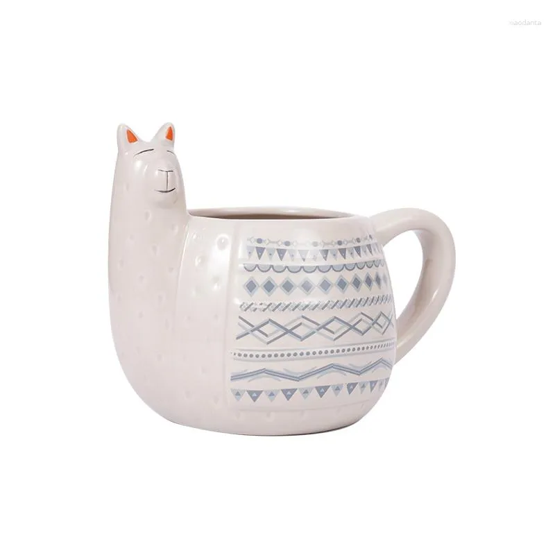 Tazze Tazza tridimensionale in ceramica dipinta a forma di alpaca Personalità Animale Agnello Tazza da caffè